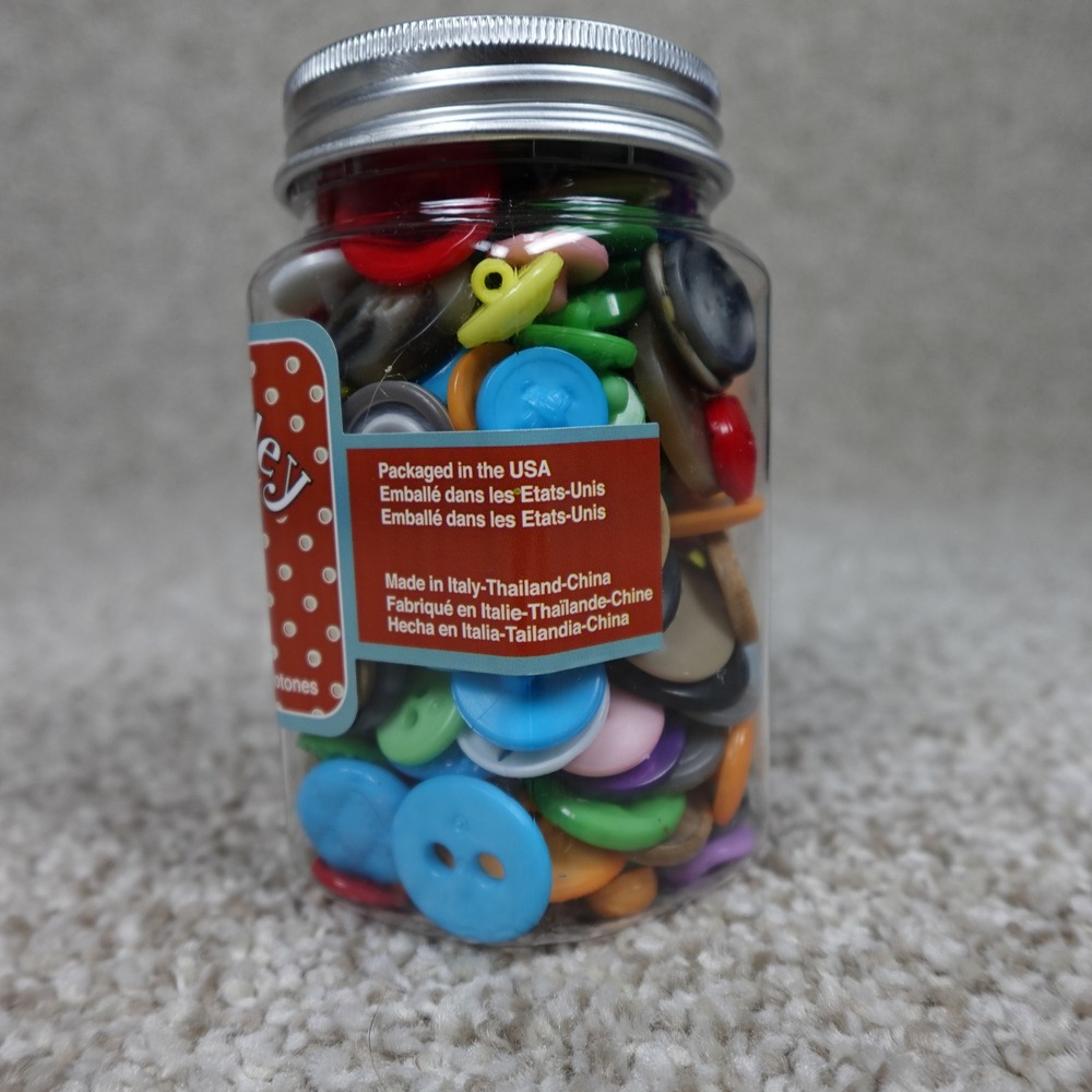 Button Medley 8oz Jar Assorted Multi Color Mixed Sizes Crafting Sewing Buttons - Picture 4 of 5